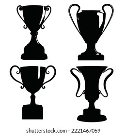 award trophy cup silhouette icon set vector design