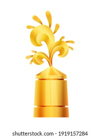 Award or trophy cup. Triumph sport prizes on first place, winner trophy gold cup illustration. Best competition achievement. Awards with wave shape