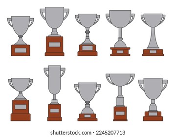 Award trophy goblet. Silver cup in flat design. Vector illustration