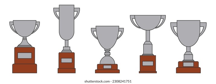 Award trophy goblet. Silver cup in flat design. Vector illustration