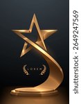 Award trophy with gold star shape