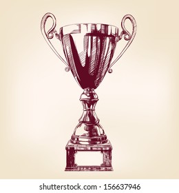 Award Trophy Hand Drawn Vector Llustration