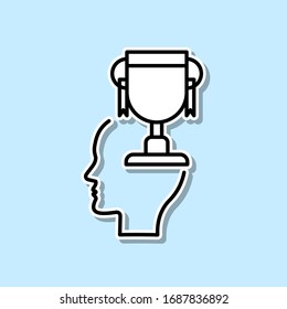 Award, trophy, head sticker icon. Simple thin line, outline vector of Creative thinking icons for ui and ux, website or mobile application
