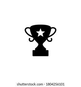 award trophy icon in black flat glyph, filled style isolated on white background