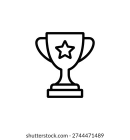 Award trophy icon black and white awards trophy cup with star minimal vector illustration for winner and achievement awards design