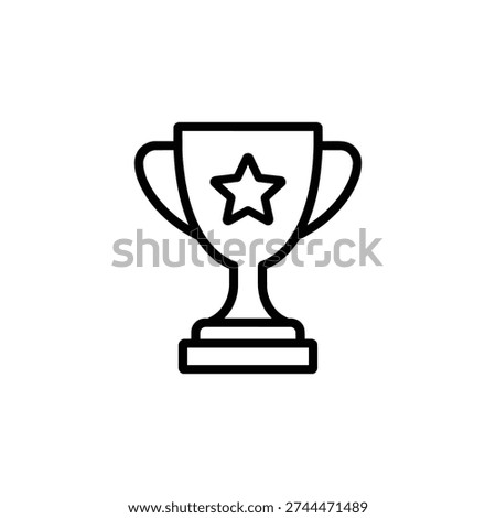 Award trophy icon black and white awards trophy cup with star minimal vector illustration for winner and achievement awards design
