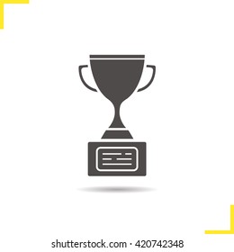 Award trophy icon. Champion cup. Drop shadow silhouette symbol. Vector isolated illustration