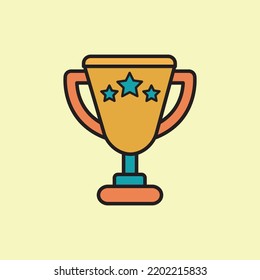 Icono de trofeo, premio, ilustración vectorial en estilo de dibujos animados
