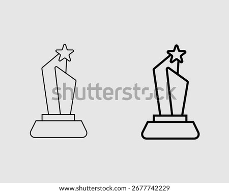 Award trophy icon with star, simple line art, two variations