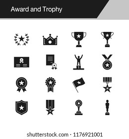 Award and Trophy icons. Design for presentation, graphic design, mobile application, web design, infographics. Vector illustration.