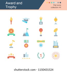 Award and Trophy icons. Filled outline design collection 44. For presentation, graphic design, mobile application, web design, infographics. Vector illustration.
