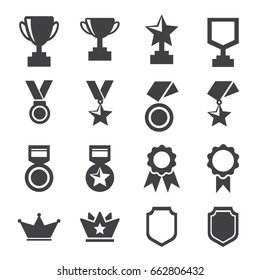 award and trophy icons set. vector illustration.