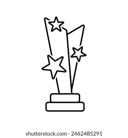 Award trophy line icon. Star and rectangle on white background. Champion glory in competition vector illustration.