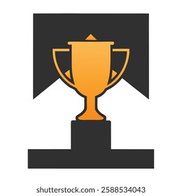 Award Trophy Podium Vector Icon for Achievements.