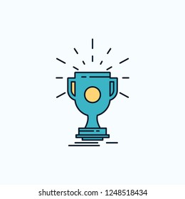 award, trophy, prize, win, cup Flat Icon. green and Yellow sign and symbols for website and Mobile appliation. vector illustration