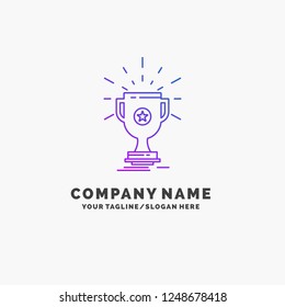 award, trophy, prize, win, cup Purple Business Logo Template. Place for Tagline