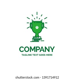 award, trophy, prize, win, cup Flat Business Logo template. Creative Green Brand Name Design.