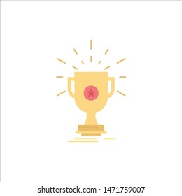 award, trophy, prize, win, cup Flat Color Icon Vector