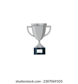 Award trophy, silver geometric symbol simple logo vector