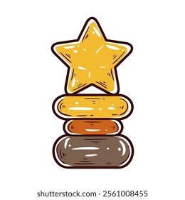 Award trophy with star vector illustration