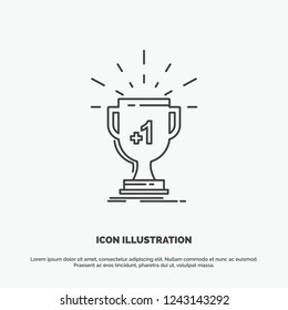 award, trophy, win, prize, first Icon. Line vector gray symbol for UI and UX, website or mobile application