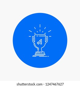 award, trophy, win, prize, first White Line Icon in Circle background. vector icon illustration