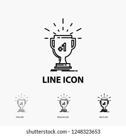 award, trophy, win, prize, first Icon in Thin, Regular and Bold Line Style. Vector illustration