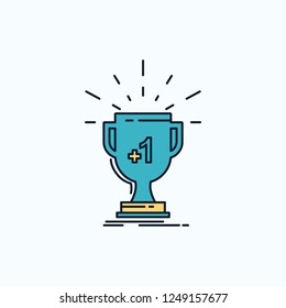 award, trophy, win, prize, first Flat Icon. green and Yellow sign and symbols for website and Mobile appliation. vector illustration