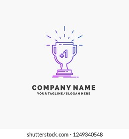 award, trophy, win, prize, first Purple Business Logo Template. Place for Tagline