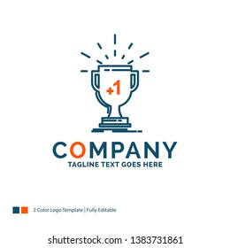 award, trophy, win, prize, first Logo Design. Blue and Orange Brand Name Design. Place for Tagline. Business Logo template.