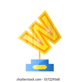 Award trophy for winners in competitions. Icon in flat style. Isolated illustrations