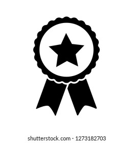 Award vector icon, badge with ribbons icon