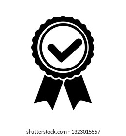 Award vector icon, badge with ribbons icon, approval illustration
