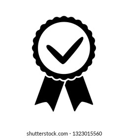Award vector icon, badge with ribbons icon, approval illustration