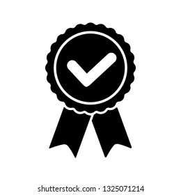 Award vector icon, badge with ribbons icon, approval illustration