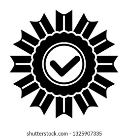 
Award vector icon, badge with ribbons icon, approval illustration