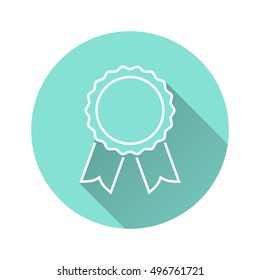 Award vector icon with long shadow. White illustration isolated for graphic and web design.