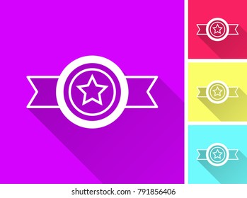 Award vector icon with long shadow. Illustration isolated for graphic and web design. Line pictogram for infographic and website.