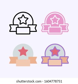 Award vector icon. Ribbon and star. Contain line, flat and combined variant of pictogram icon.