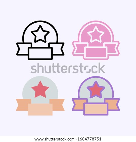 Award vector icon. Ribbon and star. Contain line, flat and combined variant of pictogram icon.
