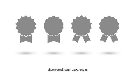 Award vector icon set, badge with ribbon, flat design