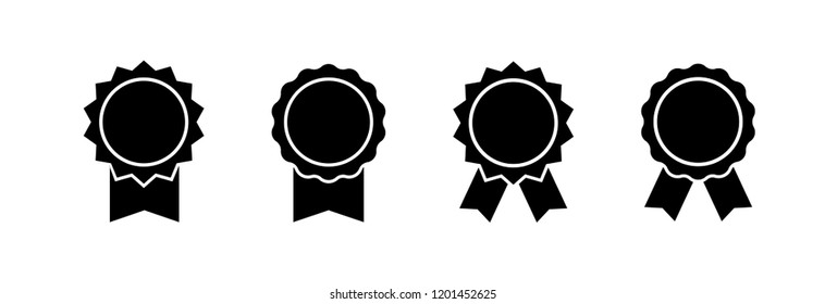 Award vector icon set, badge with ribbon, flat design