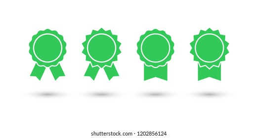 Award vector icon set, badge with ribbon, flat design