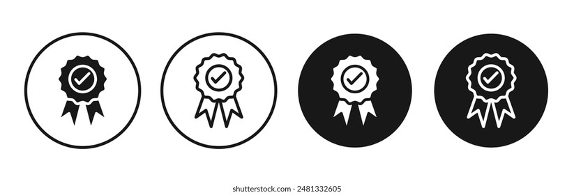 Award vector icon set black filled and outlined style.