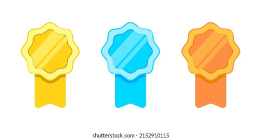 Award vector icon set, game assets rating medal vector illustration
