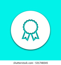 Award vector icon with shadow. Round button for website and mobile app illustration. Background easily be changed to any color.
