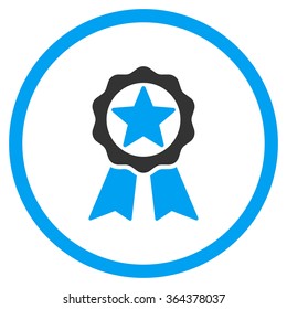 Award vector icon. Style is bicolor flat symbol, blue and gray colors, rounded angles, white background.