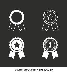 Award vector icon. White illustration isolated on black background for graphic and web design.