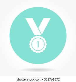 Award  - vector icon in white on a green background.