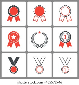Award vector icons set. Illustration isolated on white background for graphic and web design.